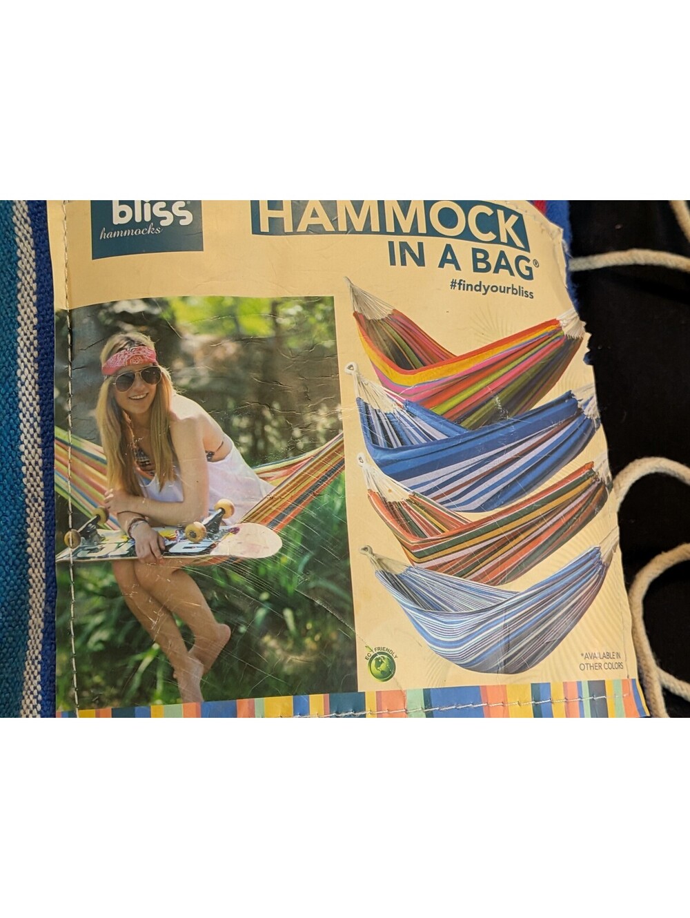Bliss Hammocks Hammock in a Bag Striped Portable Fabric Hammock